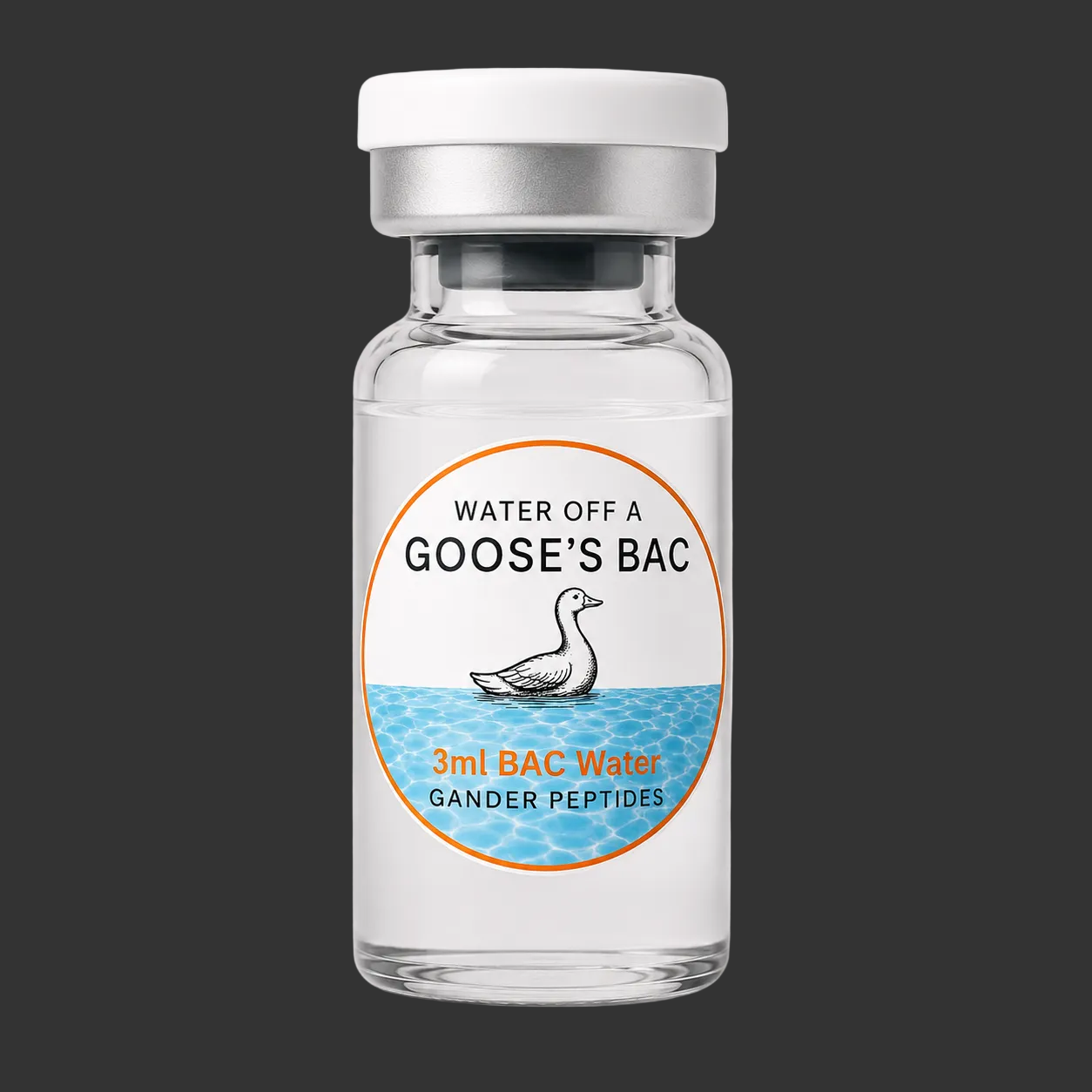 BAC Water 3ml vial — Water off a Goose's BAC label, GANDER PEPTIDES