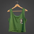 Green cropped Gander Peptides tank top, clean Shopify product view