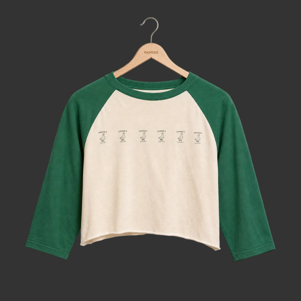 Men’s Hand-Cropped Green Baseball Tee